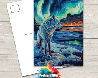 Carte Postale Loup d'animaux arctiques