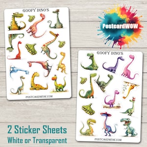 Dinosaurios Goofy - Set de pegatinas - Correo feliz - Diario basura - Álbum de recortes - Amigo por correspondencia - Postcrossing