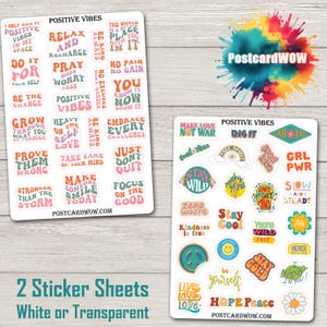 Positive Vibes - Sticker Set - Happy Mail - Journal du courrier indésirable - Album de coupures - Correspondant - Postcrossing