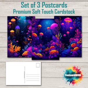 Méduses sous-marines vibrantes - Ensemble de cartes postales - Correspondants - Postcrossing - Echange - Art - Design unique