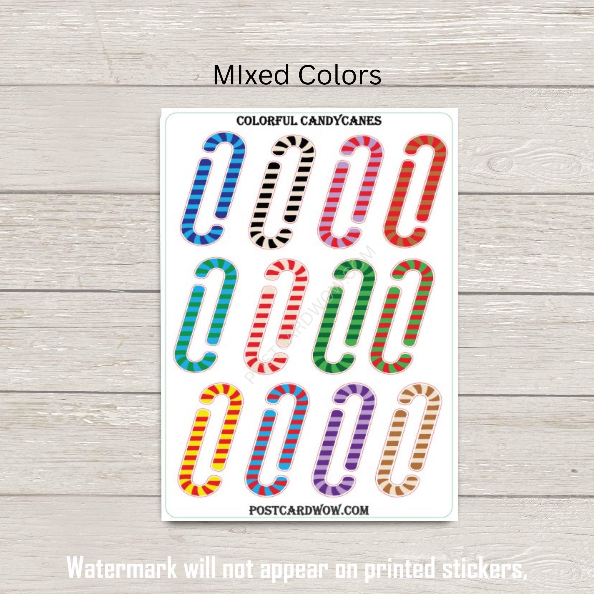 Colorful Candy Canes - Sticker Set - Happy Mail - Junk Journal - Scrap ...