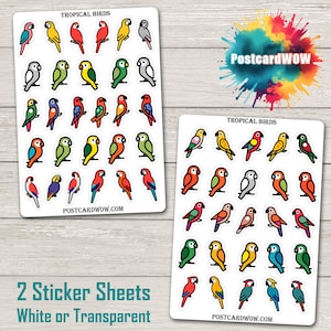 Aves tropicales - Set de pegatinas - Correo feliz - Diario basura - Álbum de recortes - Amigo por correspondencia - Postcrossing