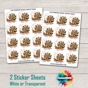 Escargot en patchwork - Stickers Happy Mail - Correspondants - Poste aux lettres - Postcrossing
