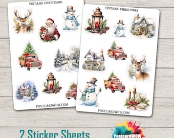 Vintage 1980s 190s AGC Christmas/Holiday Sticker Sheet, Teddy Bears Decorating Christmas Tree, With Gift, As Santa, Caroling