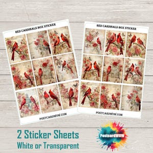 Cardeais Vermelhos - Conjunto Completo de Adesivos - Correio Feliz - Diário de Junk - Álbum de Recortes - Amigo por Correspondência - Postcrossing