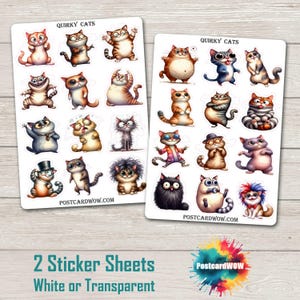 Gatos peculiares - Set de pegatinas - Correo feliz - Diario basura - Álbum de recortes - Amigo por correspondencia - Postcrossing