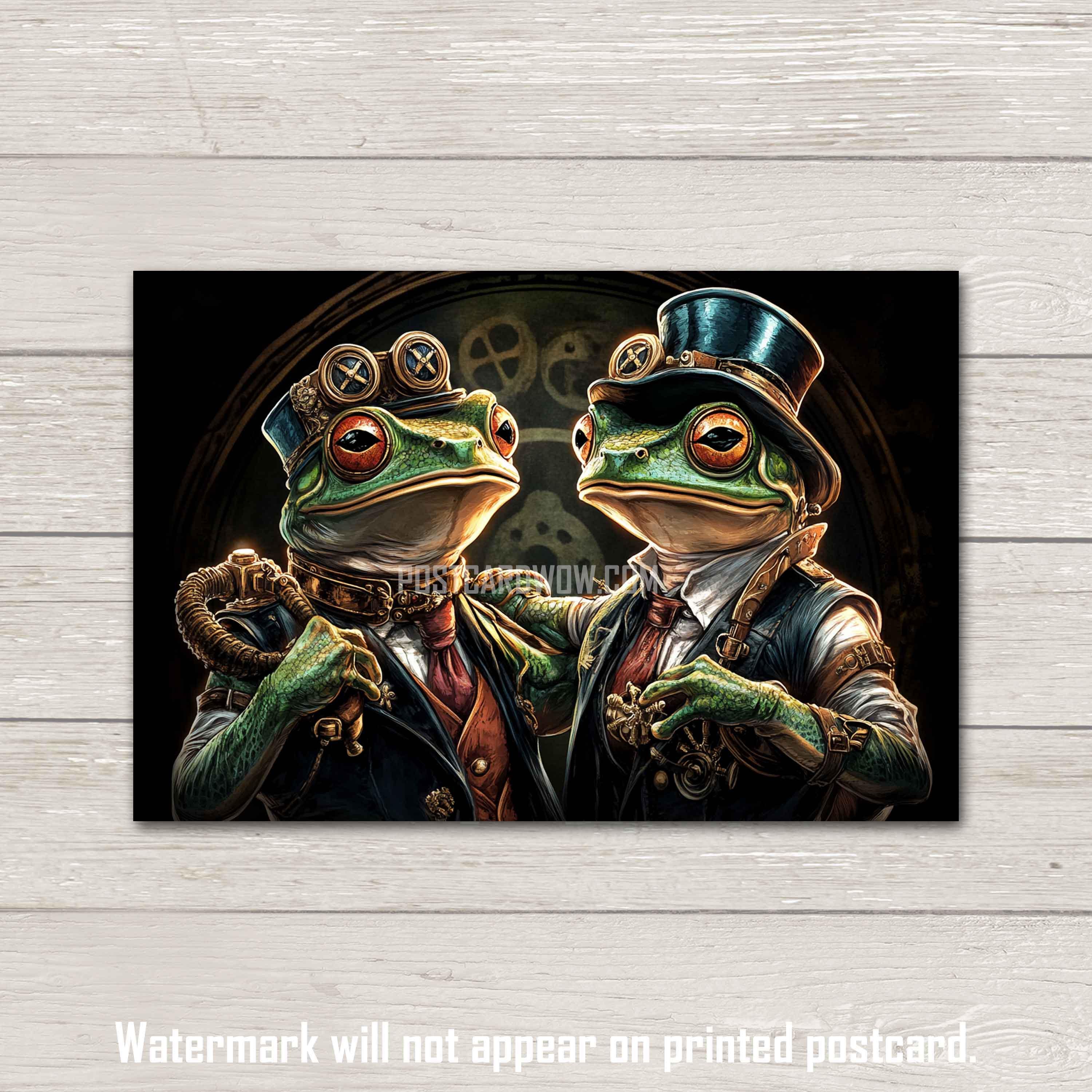 スチームパンク/プランツパンク/絵画/カエル(原画) Steampunk Frogs - Postcard Set - Penpals - Postcrossing - Swap