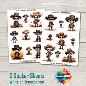 Esqueletos de Halloween - Conjunto de Adesivos - Diário de Sucata - Álbum de Recortes - Amigo por Correspondência - Postcrossing - Artesanato