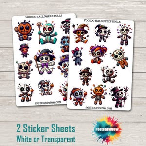 Bonecas de Halloween Voodoo - Conjunto de Adesivos - Diário de Junções - Álbum de Recortes - Amigo por Correspondência - Postcrossing - Artesanato