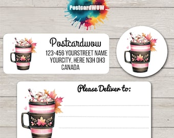 Chocolate caliente de otoño - Etiquetas de remitente - Hojas de 30 pegatinas adhesivas