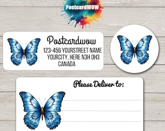 Steampunk Butterfly &quot; Return Address &quot;  Labels - Sheets of 30 Adhesive stickers - Penpals - Letter Writing - Cards - Friends