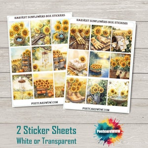 Colheita de Girassóis - Conjunto Completo de Adesivos para Caixa - Correio Feliz - Diário de Junk - Álbum de Recortes - Amigo por Correspondência - Postcrossing
