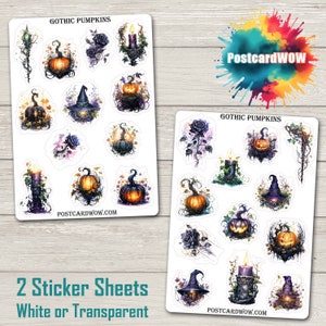 Calabazas Góticas - Set de Pegatinas - Diario de Descompresión - Álbum de Recortes - Amigo por Correspondencia - Postcrossing - Manualidades