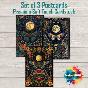 Midnight Moths - Postcard Set - Penpals - Postcrossing - Swap - Art - Unique Design