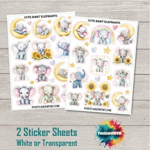 Schattige babyolifant - Stickerset - Happy Mail - Junk Journal - Plakboek - Penvriendje - Postcrossing