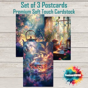 Pots de thé mystiques - Ensemble de cartes postales - Correspondants - Postcrossing - Echange - Art - Design unique