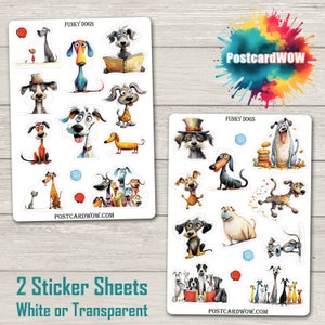 Funky Dogs - Conjunto de Adesivos - Correio Feliz - Diário de Junk - Álbum de Recortes - Amigo por Correspondência - Postcrossing