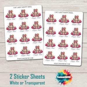 Dame aux chats - Stickers Happy Mail - Correspondants - Poste aux lettres - Postcrossing - Amoureux des chats -