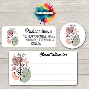 Etiquetas de remitente con rosas abstractas - Hojas de 30 pegatinas adhesivas - Amigos por correspondencia - Cartas - Tarjetas - Amigos
