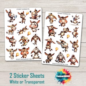 Burros Engraçados - Conjunto de Adesivos - Correio Feliz - Diário de Junk - Álbum de Recortes - Amigo por Correspondência - Postcrossing