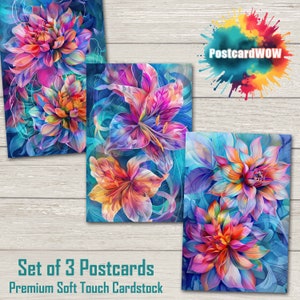 Fleur vibrante - jeu de cartes postales - Correspondants - Postcrossing - Echange - Art - Design unique