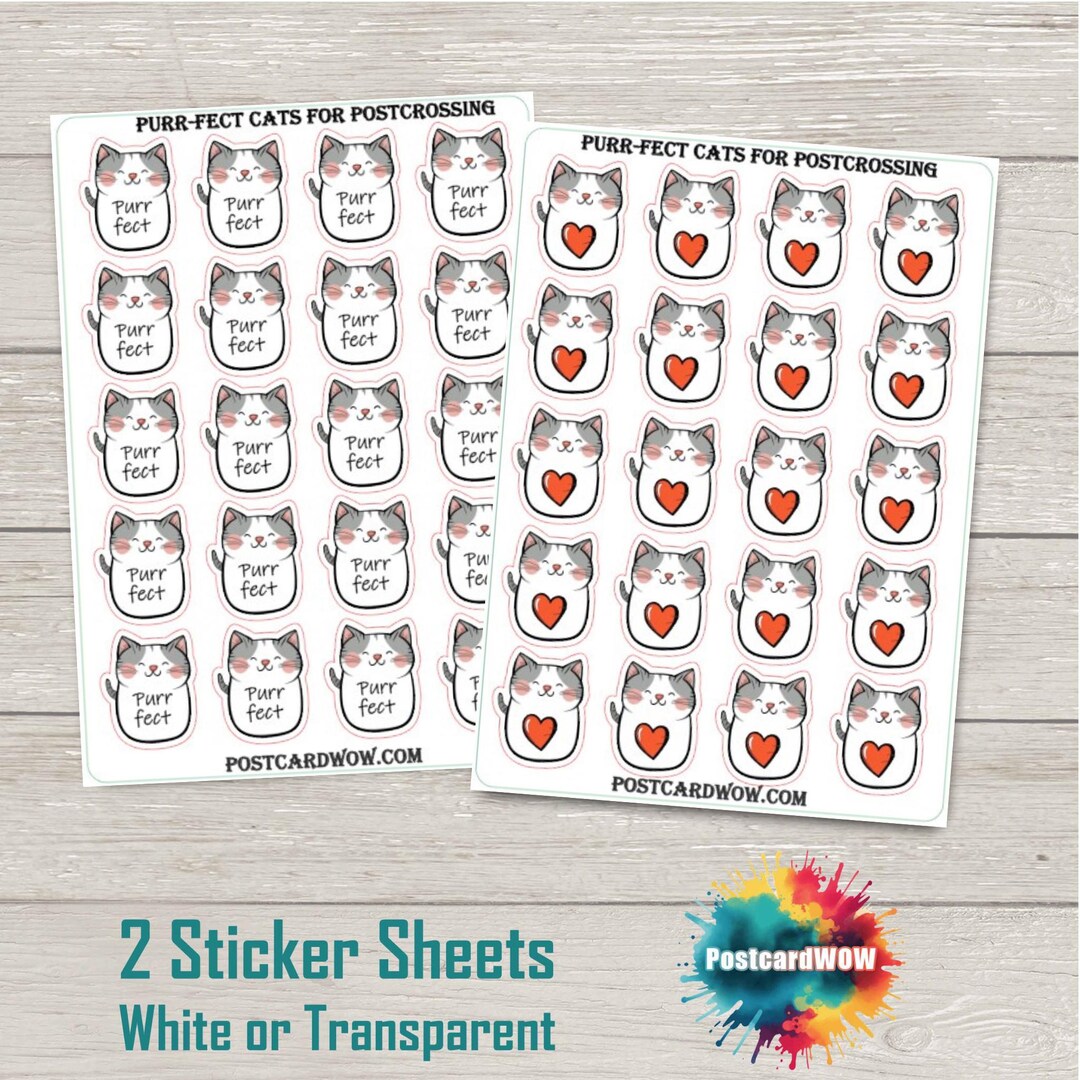 Purrrfect Sticker Purr-fect Cats for Postcrossing - Sticker Set - Happy Mail - Junk ...