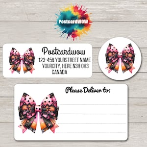 Etiketten met 'retouradres' herfststrik - vellen van 30 zelfklevende stickers - penvrienden - brieven schrijven - kaarten - vrienden