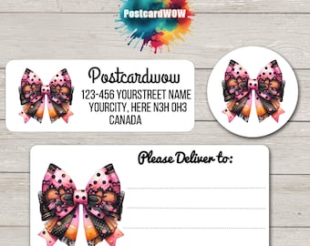 Autumn Bow  &quot; Return Address &quot;  Labels - Sheets of 30 Adhesive stickers - Penpals - Letter Writing - Cards - Friends