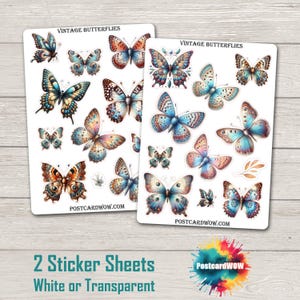 Vintage Schmetterlinge - Sticker Set - Happy Mail - Junk Journal - Scrap Buch - Penpal - Postcrossing