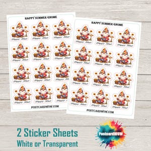 Happy Summer Gnome - Stickers Happy Mail - Correspondants - Poste aux lettres - Postcrossing