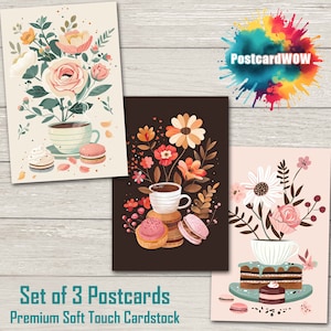 Coffee Time - Ensemble de cartes postales - Correspondants - Postcrossing - Echange - Art - Design unique