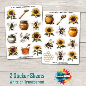 Zonnebloemen en honingbijen - Stickerset - Happy Mail - Junk Journal - Plakboek - Penvriendje - Postcrossing
