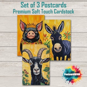 Funny Animals -  Postcard Set - Penpals - Postcrossing - Swap - Art - Unique Design