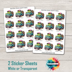 Driving Frog   - Happy Mail Stickers - Penpals - lettermail - Postcrossing