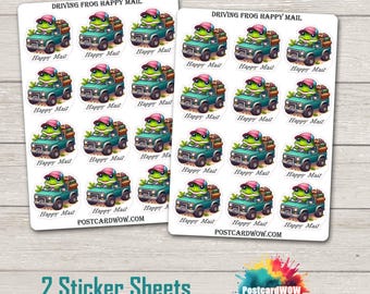 Driving Frog   - Happy Mail Stickers - Penpals - lettermail - Postcrossing