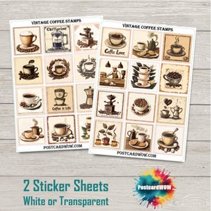 Sellos de café antiguos - Set de pegatinas - Correo feliz - Diario basura - Álbum de recortes - Amigo por correspondencia - Postcrossing