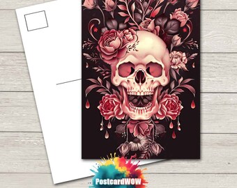 Skulls and Roses   Postcard