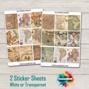 Oude wereldkaarten - stickerset met volledige doos - - Happy Mail - Junk Journal - Scrap Book - Penvriendje - Postcrossing - Planners - Knutselen