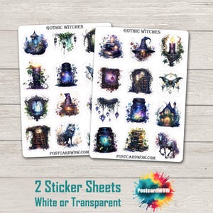 Set de pegatinas de brujas góticas - Diario basura - Álbum de recortes - Amigo por correspondencia - Postcrossing