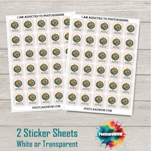 I'm Addict to Postcrossing - Mini autocollants en vinyle - Cartes postales - Correspondants - Poste aux lettres - Postcrossing