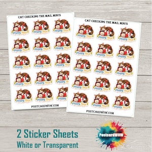 Miniaturas de gatos revisando el correo - Pegatinas de correo feliz - Amigos por correspondencia - Correo postal - Postcrossing