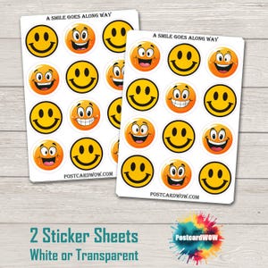 Una sonrisa llega lejos - Set de pegatinas - Correo feliz - Diario basura - Álbum de recortes - Amigo por correspondencia - Postcrossing
