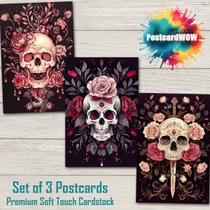 Skulls And Roses - Postcard Set - Penpals - Postcrossing - Swap - Art - Unique Design