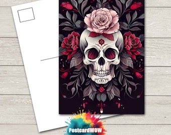 Skulls and Roses   Postcard