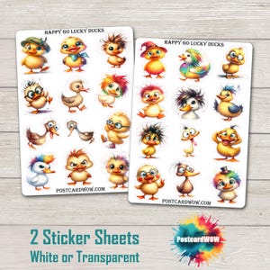 Patos Felizes e Sortudos - Conjunto de Adesivos - Correio Feliz - Diário de Lixo - Álbum de Recortes - Amigo por Correspondência - Postcrossing