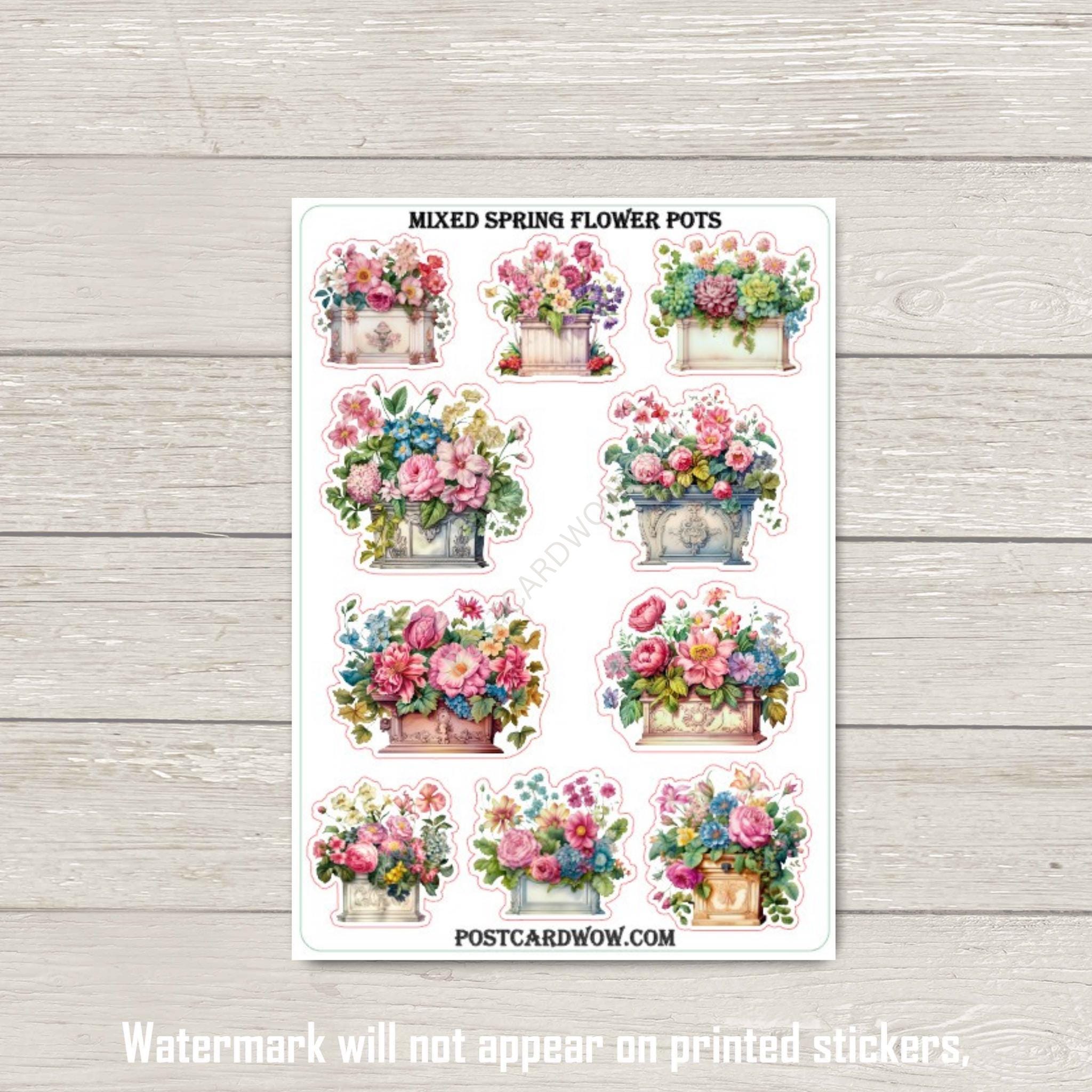 Mixed Spring Flower Posts - Sticker Set - Happy Mail - Junk Journal ...