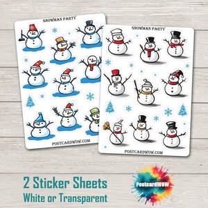 Conjunto de adesivos para festa de boneco de neve - Diário de sucata - Álbum de recortes - Amigo por correspondência - Postcrossing