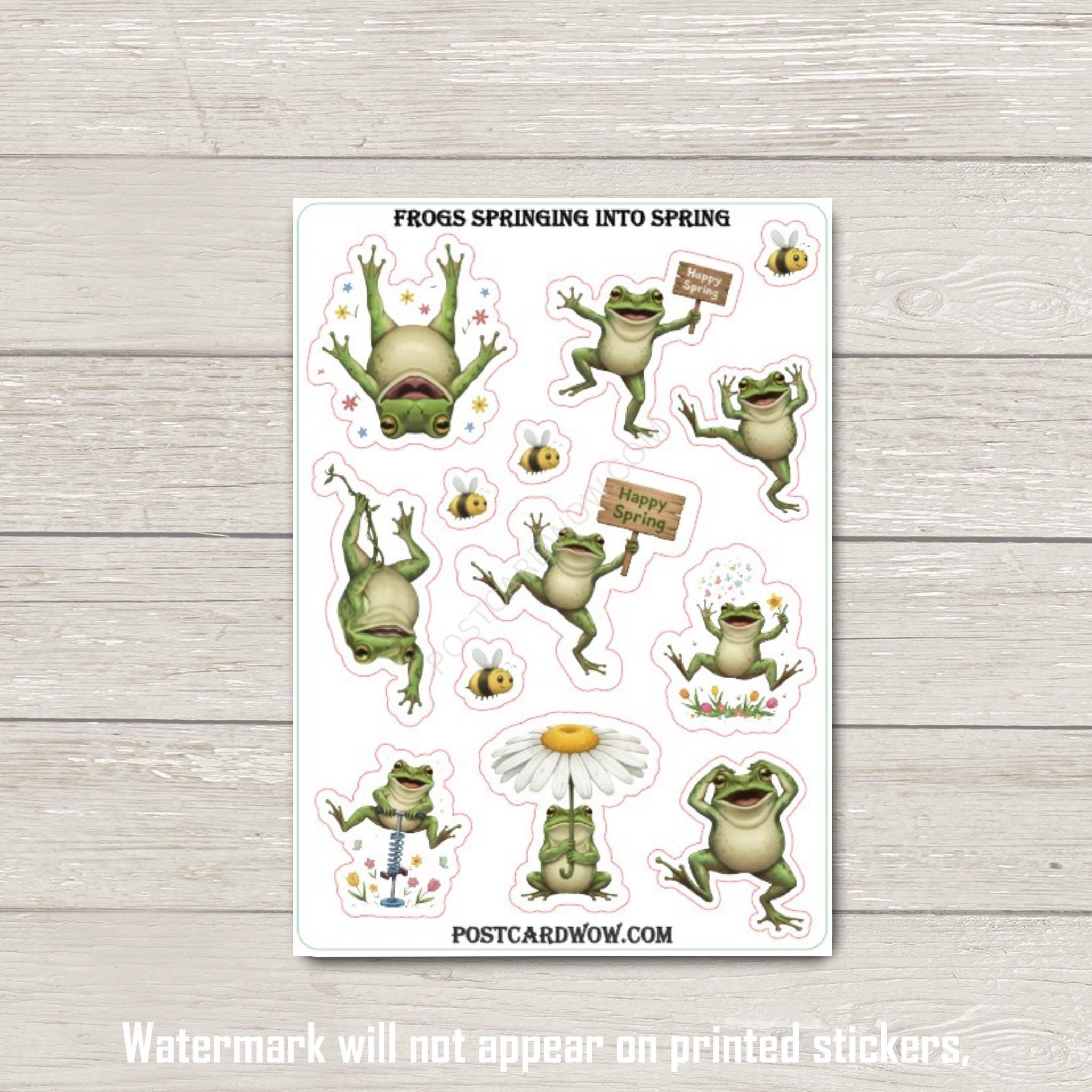 Frogs Springing Into Spring - Sticker Set - Happy Mail - Junk Journal ...