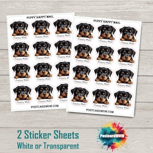 Chiot rottweiler - Stickers Happy Mail - Correspondants - Poste aux lettres - Postcrossing
