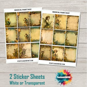 Pó de fada mágico - Conjunto completo de adesivos para caixa - Correio feliz - Diário de lixo - Álbum de recortes - Amigo por correspondência - Postcrossing - Planejadores - Artesanato